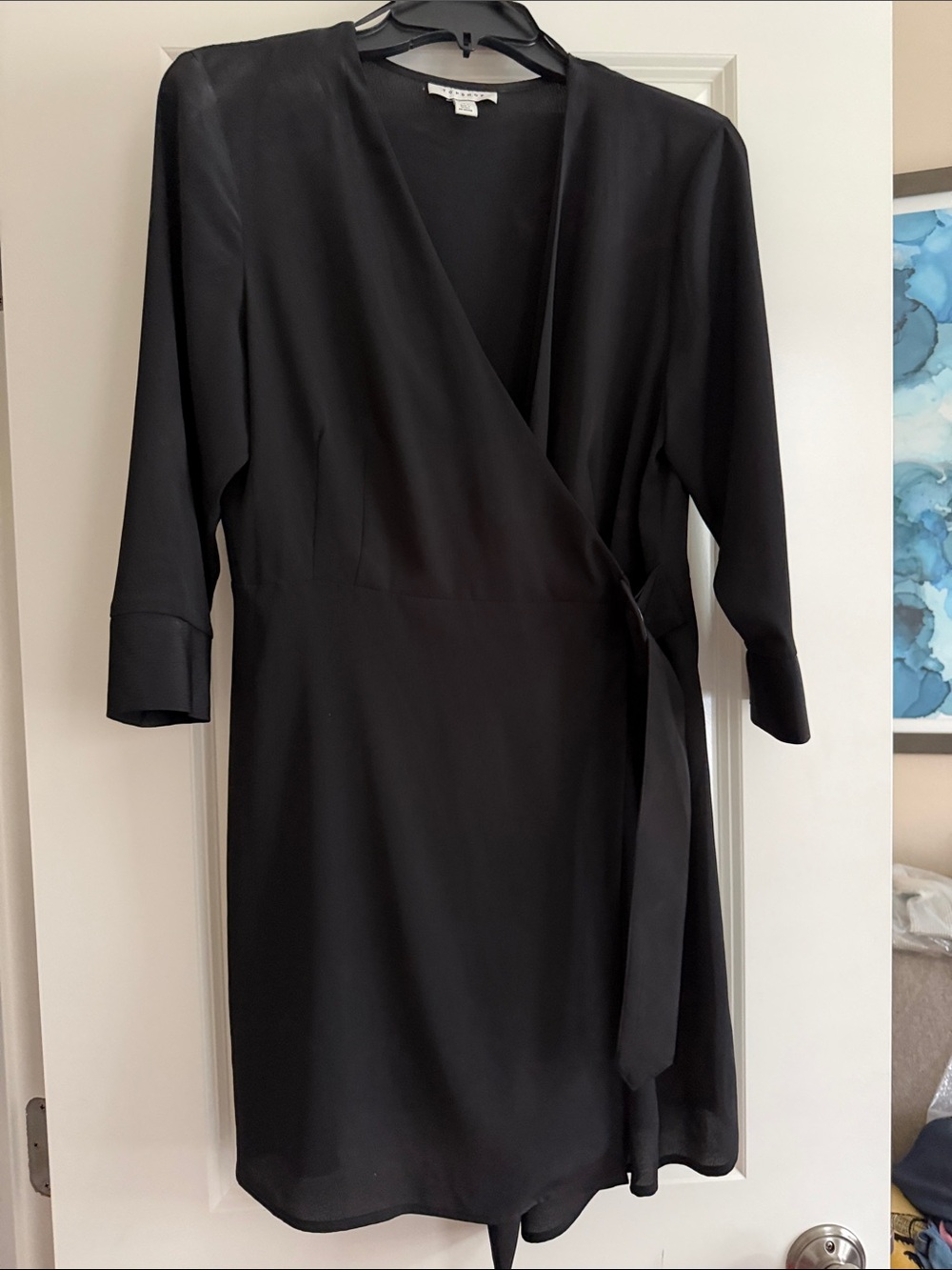 Topshop Black Long Sleeve Wrap Dress